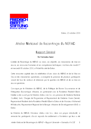 Atelier national de recentrage du NEPAD